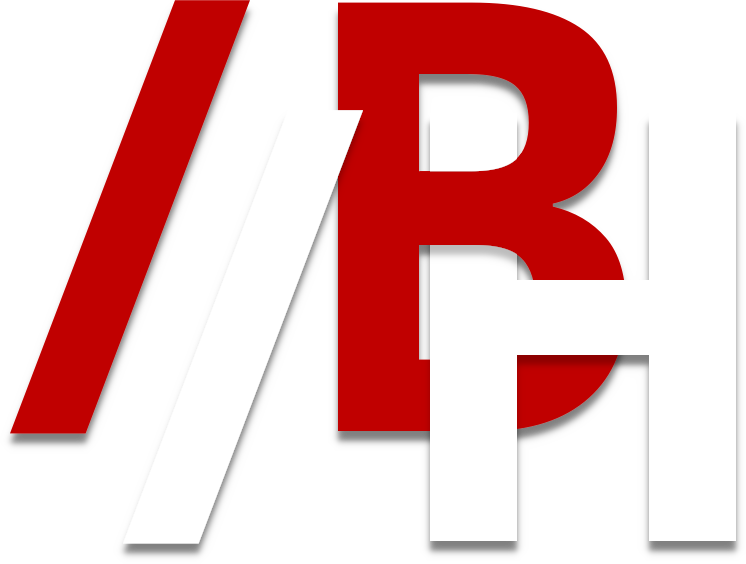 The BadHost logo The BadHost logo, consisting of a red "/B" and white "/H". The characters overlap and the left upper stem of the H sticks into the lower bowl of the B.