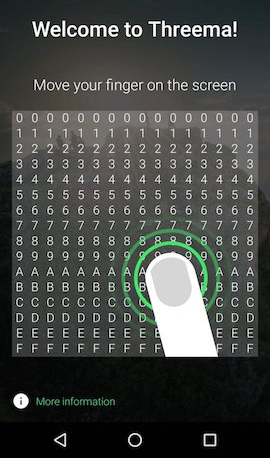 Threema's touch input dialog for randomness gathering